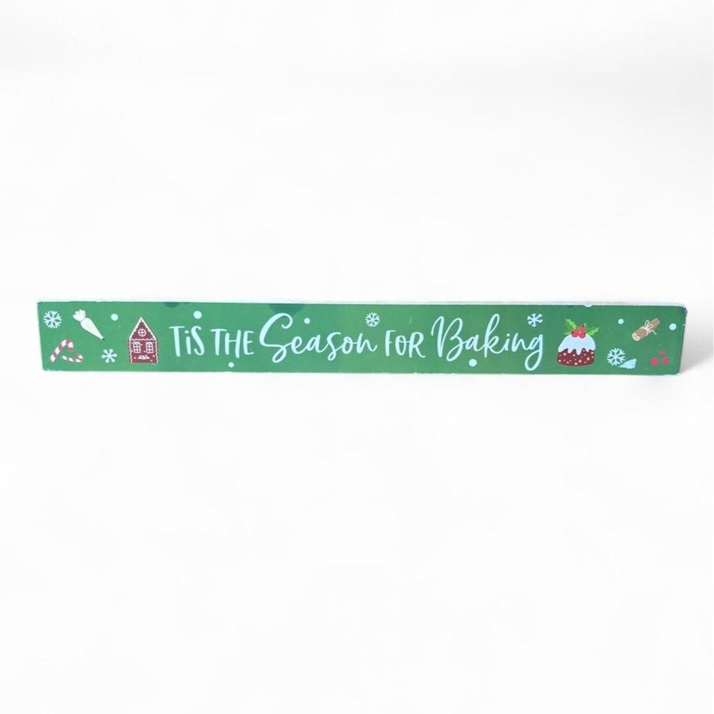 Double Sided Christmas Wooden Block Sign Cookies for Santa Baking Decor 18in